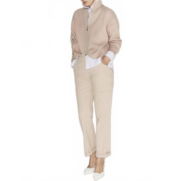 Mango Boyfriend Pocket Cargo Jeans Pants Ecru Beige NWT Size 2 - Picture 1 of 9